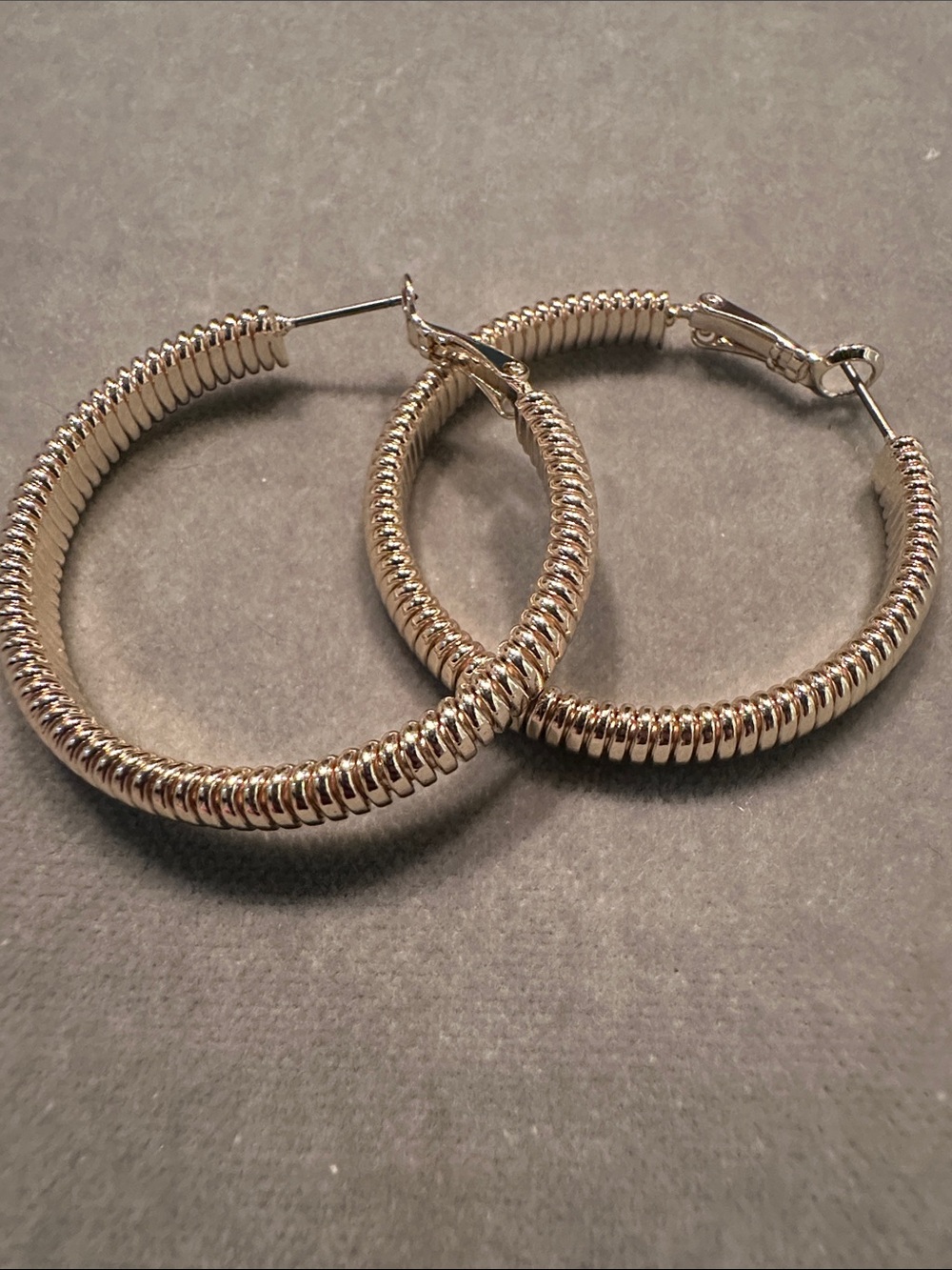 Gold Textured Hoop Earrings - Women Jewelry